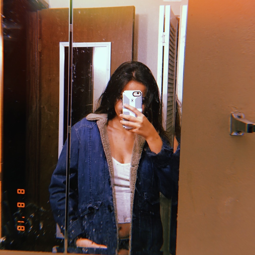 Vintage fur lined lucky brand jean jacket